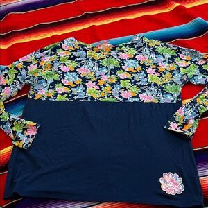 Disney Mickey  Lilly Pulitzer Floral Navy Women's Top